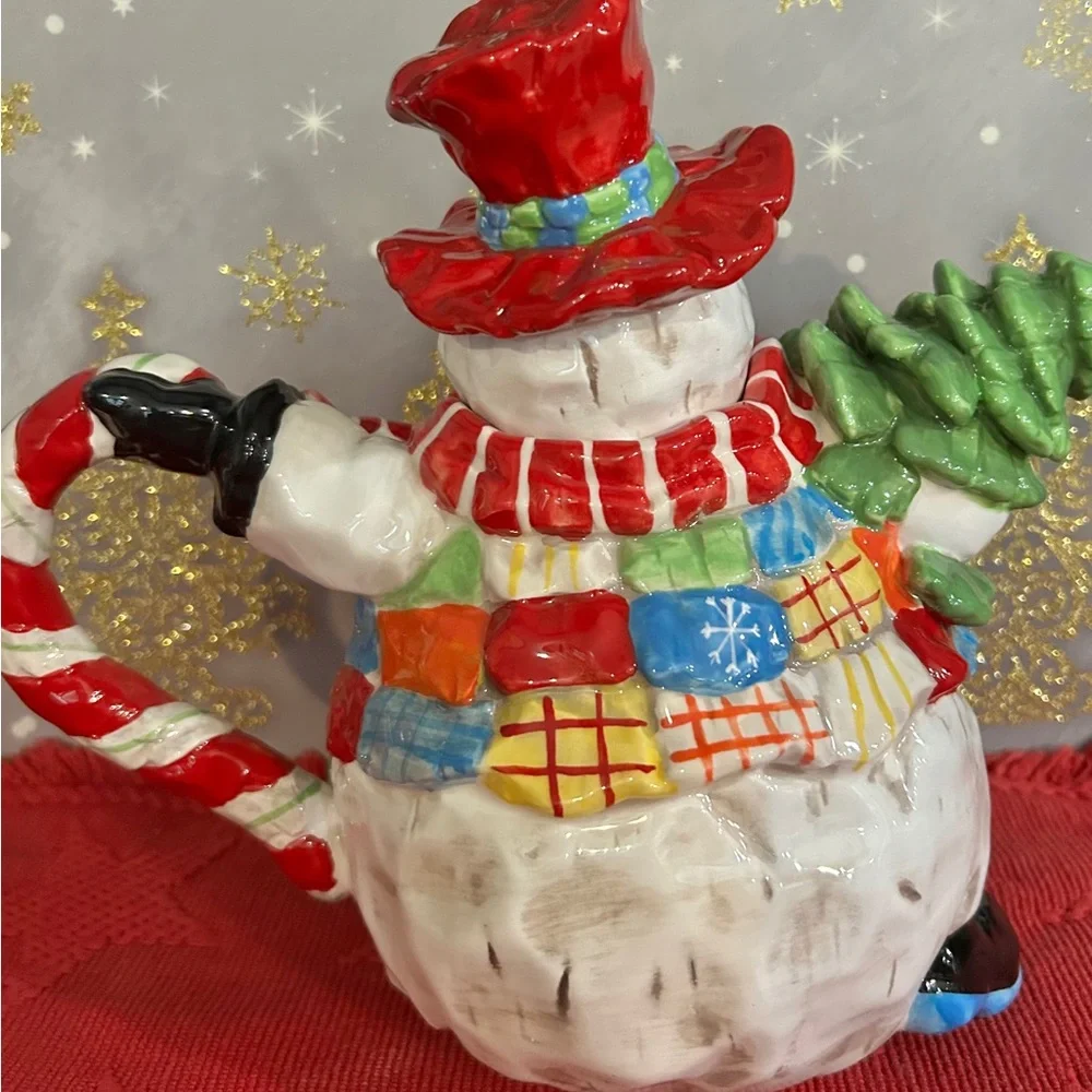 *** PATCHES Snowman Teapot Food safe by Home Interiors (38 oz) - Picture 3 of 8